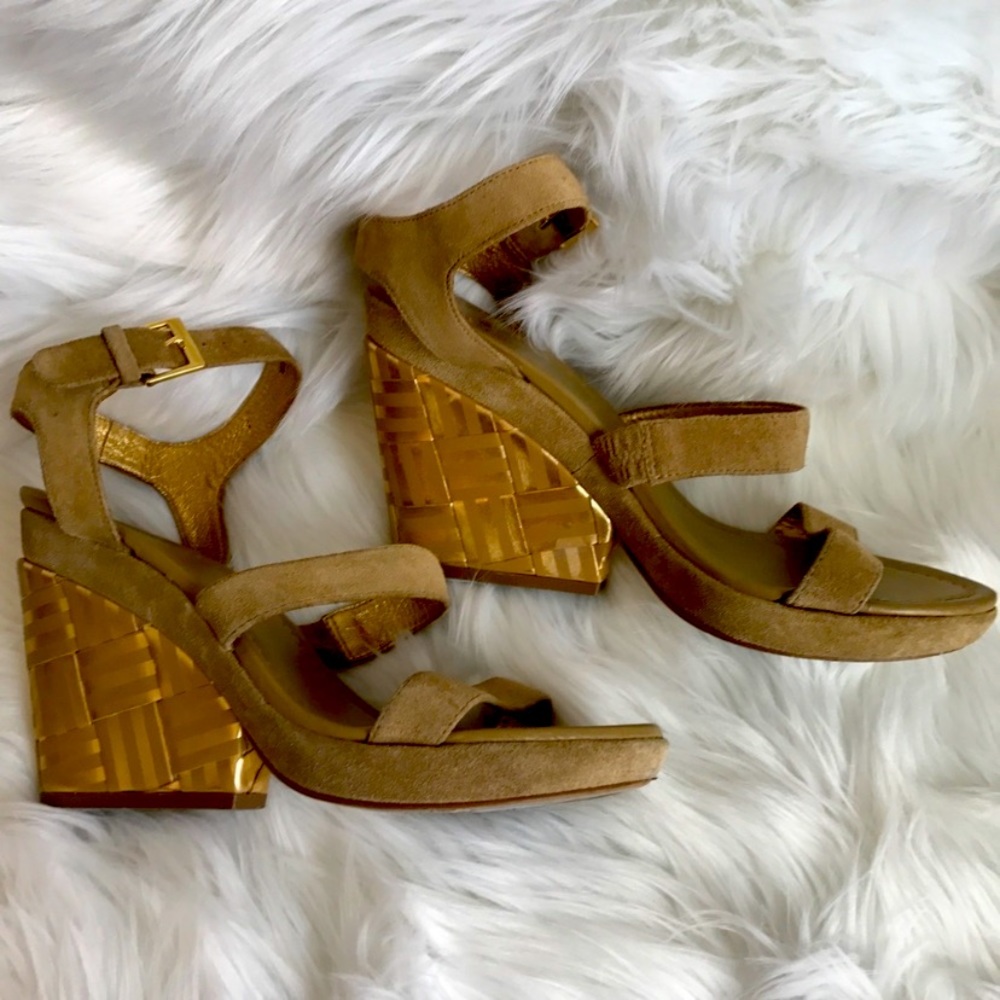 Kate Spade suede block heel geometric platforms. Good used condition .